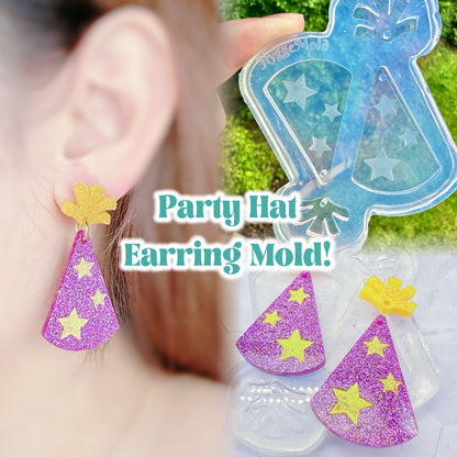 Party Hat Dangle Earring Mold Birthday Girl Silicone Mold for Resin Earrings