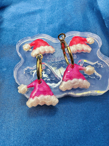 Small Predomed Christmas Santa Hat Dangle Earring Mold