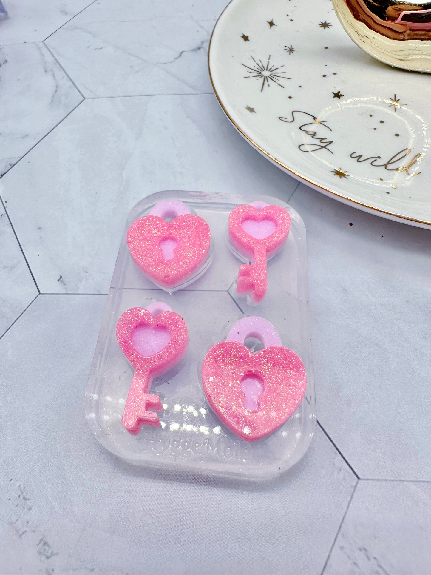 Small Love Lock and Key Earring Mold