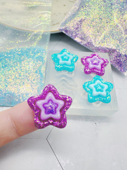 3D Triple Layer Puffy Star Stud Earrings Mold