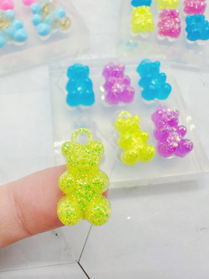 2.2 cm Mini Gummy Bear Dangle Earring Hoop Charm Mold 3D Silicone Mold for Resin