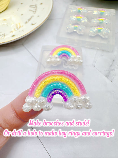 Small 3D Rainbow and Cloud Brooch Dangle Earring Mold