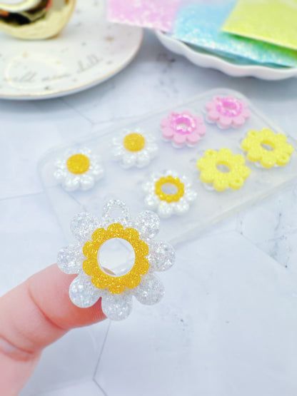 Flower Power layered Daisy Flower Dangle Drop Earring Mold