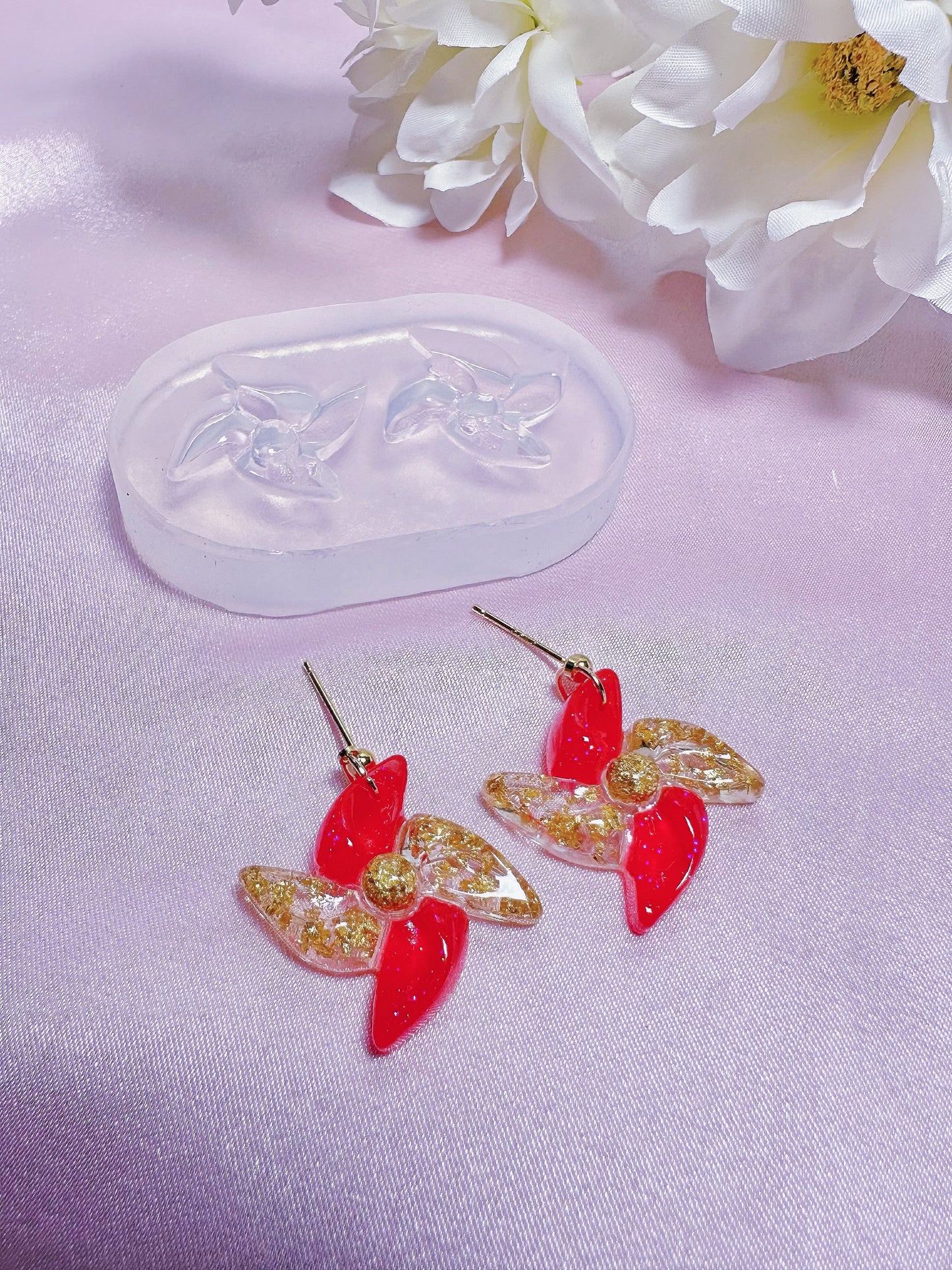 2 cm Small Pinwheel Dangle Earring Mold