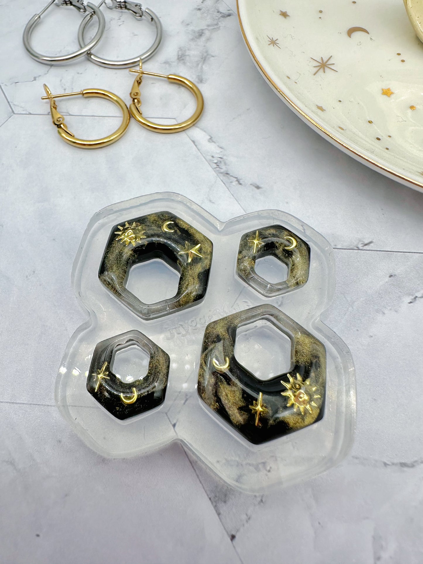 Predomed Hexagon Door Knocker Hoop Earring Mold