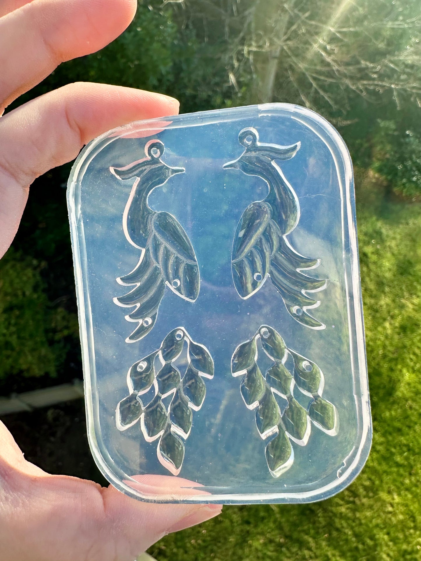 Elegant Peacock Dangle Earring Mold Clear Silicone Mold for Resin