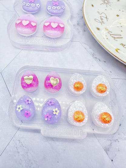 Pre-domed Egg Stud Earring Mold Hoop Charm Easter Clear Silicone Mold for Resin