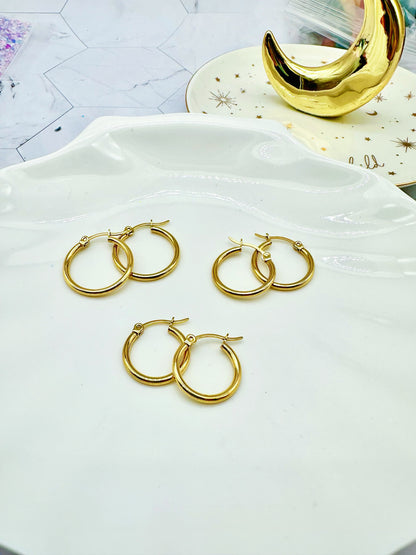 8 Pcs 18/20/22mm Gold 316L Surgical Steel Hoop Earring Findings