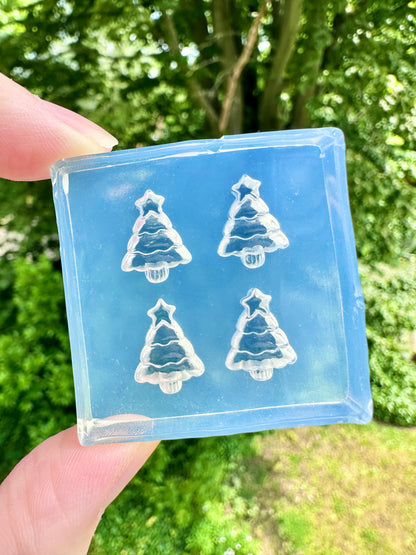 Mini 3D Christmas Tree with star Stud Earring Mold