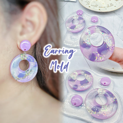 Large Pre-domed Retro Circle Dangle Earring Mold Clear Silicone Mold for Resin Jewellery