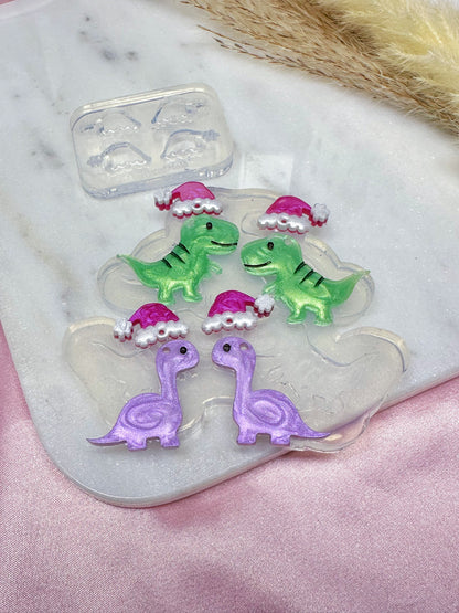 Christmas Santa Hat Dinosaurs Dangle Earring Mold Bundle