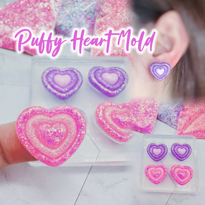 Triple Puffy Heart Stud Earring Croc Shoe Charm Jibbitz Mold