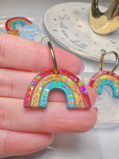 2.8 cm Holographic Rainbow Dangle Earring Mold for Hoop Charms