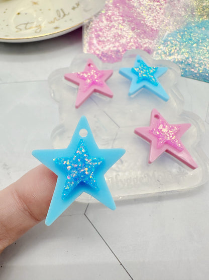 3cm Layered Wonky Star Silicone Mold for Resin Earrings Celestial