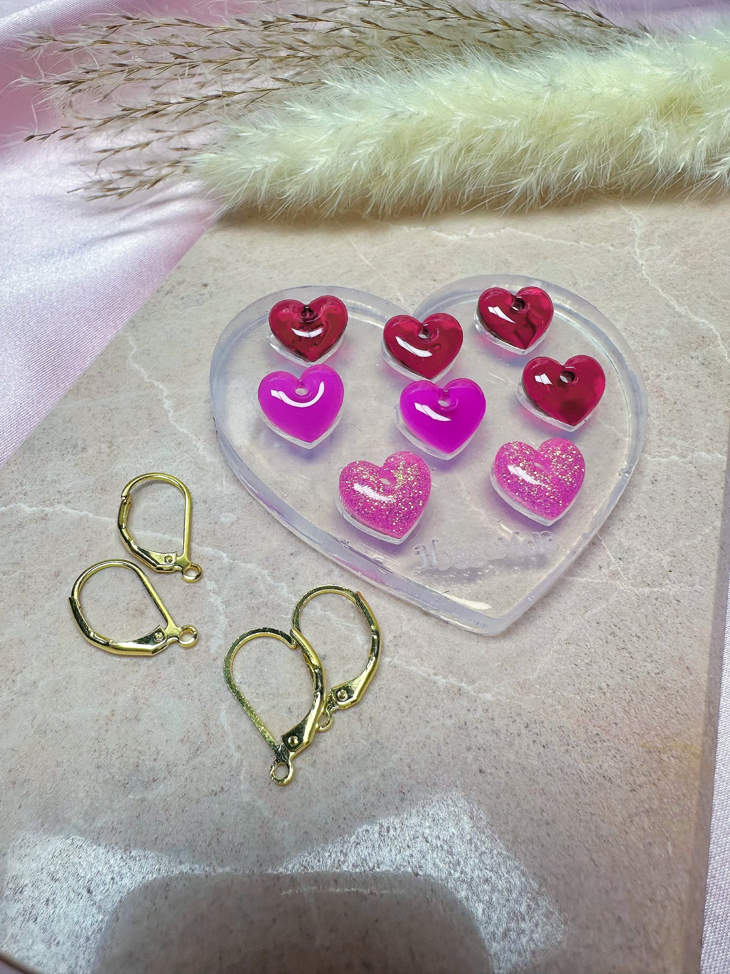 Tiny 1.2 cm Predomed Heart Dangle Earring Bracelet Necklace Charm Mold