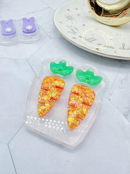 Pre-domed Carrot Dangle Earring Mold Funky Cute Easter Clear Silicone Mold for Resin