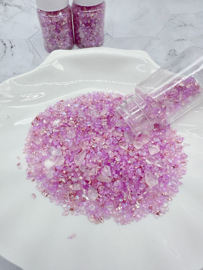 Lilac Blush Crushed Glass & Glass Bead Mix