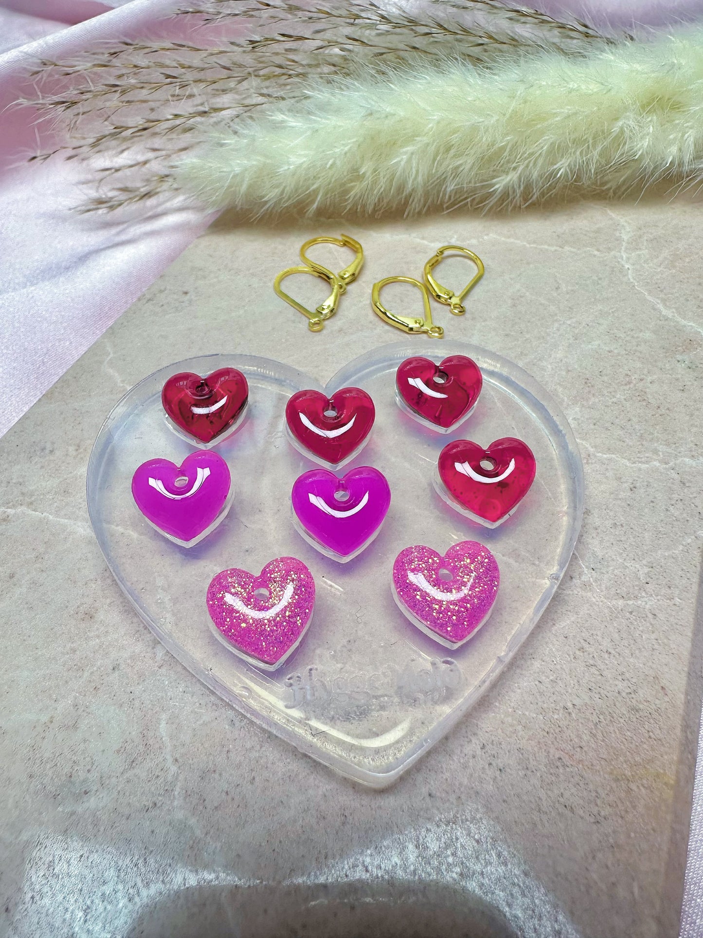 Tiny 1.2 cm Predomed Heart Dangle Earring Bracelet Necklace Charm Mold