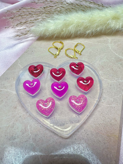 Tiny 1.2 cm Predomed Heart Dangle Earring Bracelet Necklace Charm Mold