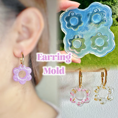 Small Predomed Open Flower Hoop Charm Dangle Earring Mold