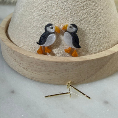 Mini Puffin Studs with gold plated 925 posts