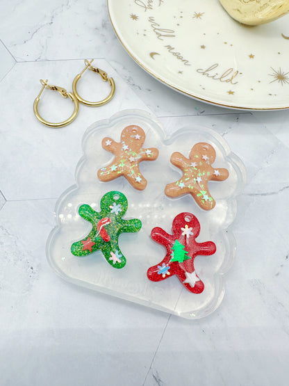 Small Predomed Gingerbread Man Dangly Charm Earring Mold