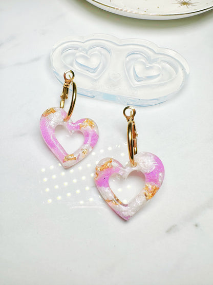 Predomed Asymmetric Open Heart Dangly Charm Hoop Earring Mold