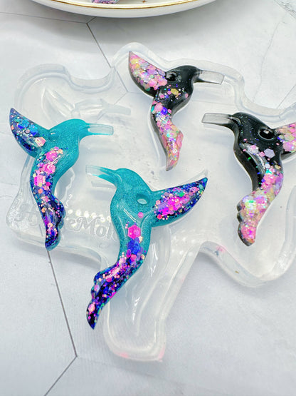 Pre-domed Hummingbird Earring Mold Hoop Charm Clear Silicone Mold for Resin