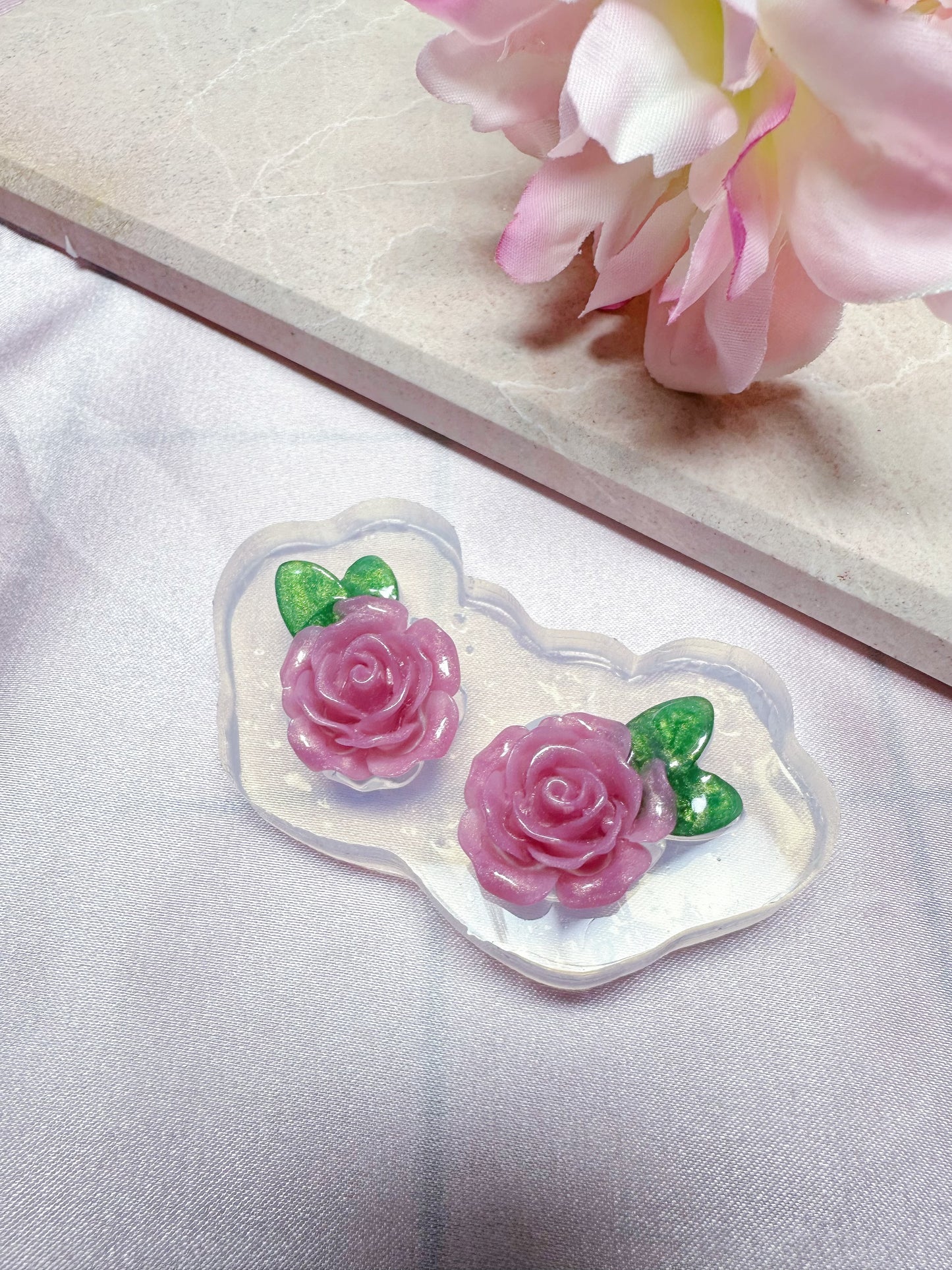 3D Rose Leaf Stud Brooch Pin Mold
