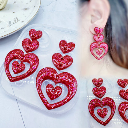 Predomed Triple Heart Nesting Heart Dangle Earring Mold