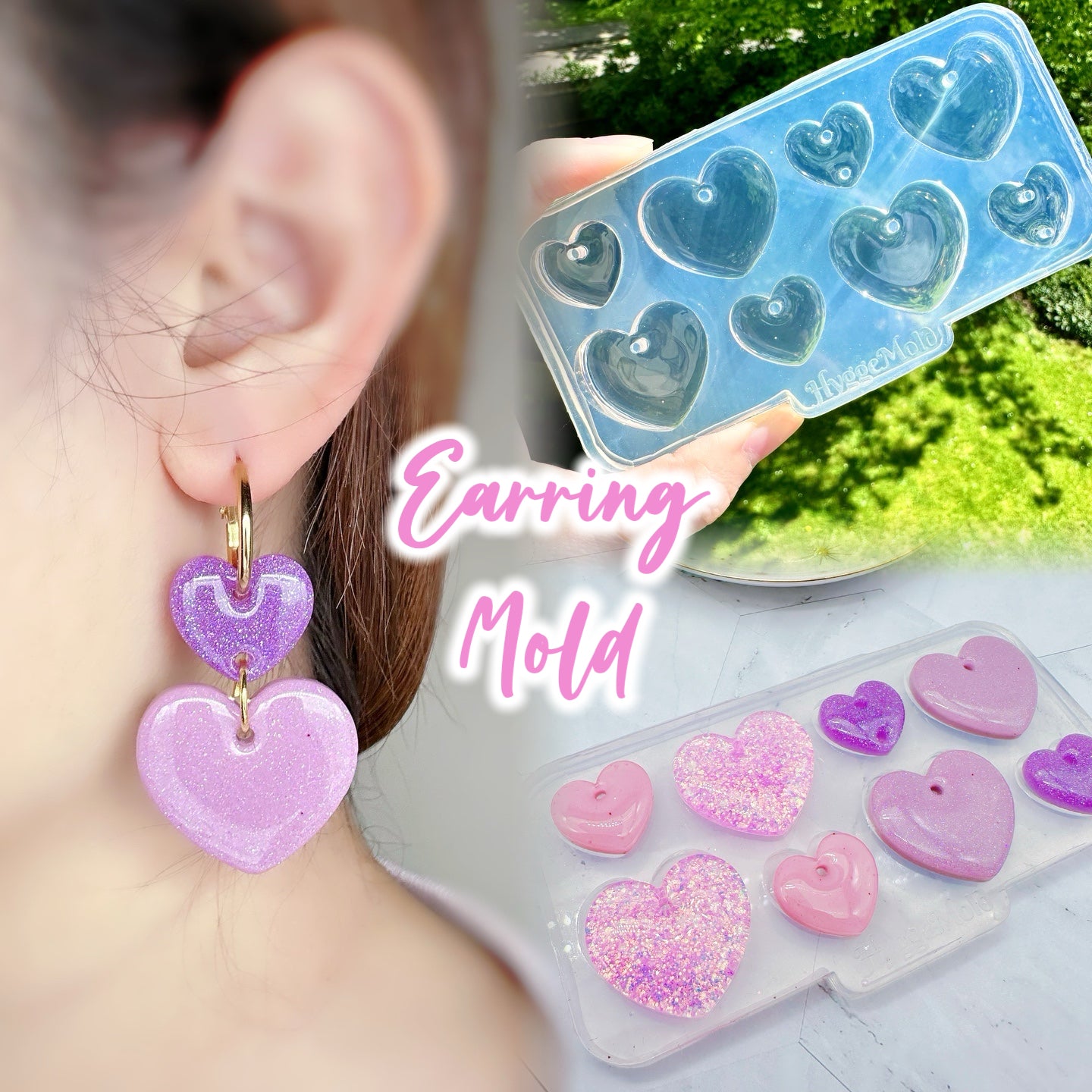 Predomed Heart Dangle Earring Value Mold Mixed Sizes