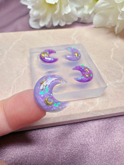 1.5cm Faceted Cut Moon Gemstone Stud Earring Mold