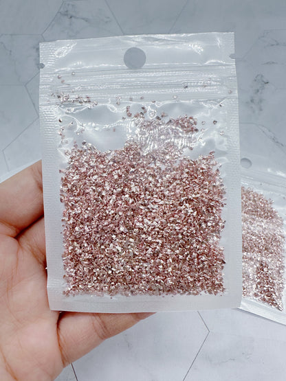 Rose Gold Fine Crushed Glass 1-1.5 mm