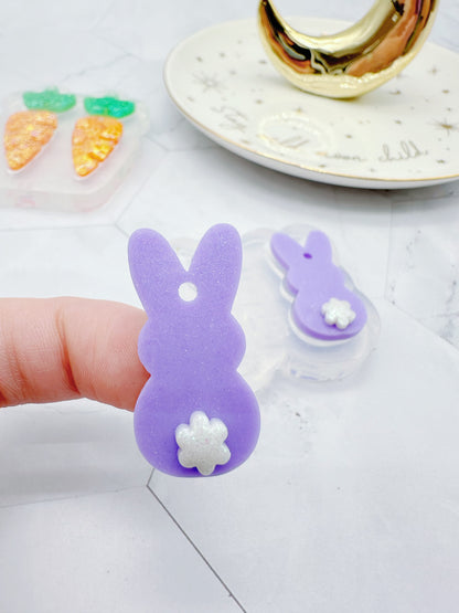 Cotton tail Bunny Dangle Hoop Earring Mold Easter Clear Silicone Mold for resin jewellery