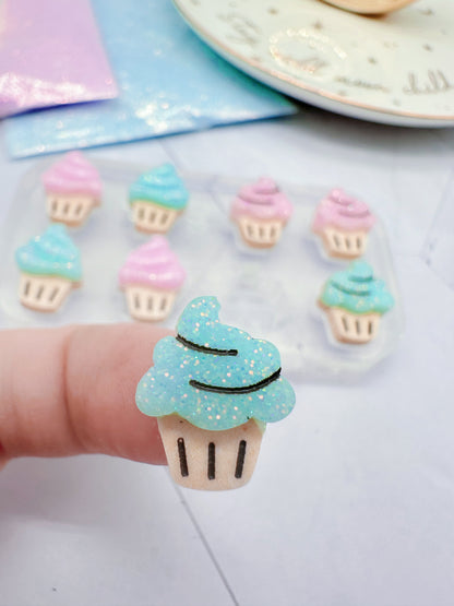 Mini Cupcake Predomed & Engraved Stud Earring Croc Shoe Charm Jibbitz Silicone Mold