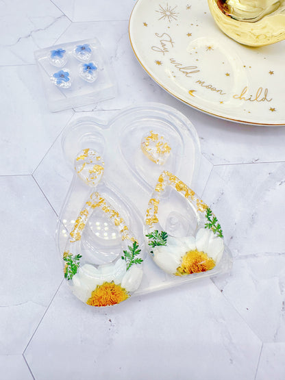 Large Pre-domed Retro Tear Drop Dangle Earring Mold Clear Silicone Mold for Resin Jewellery