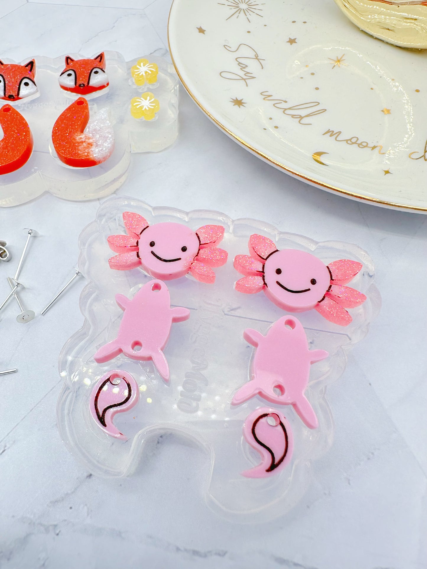 Axolotl Stud and Dangly Charm Earring Mold