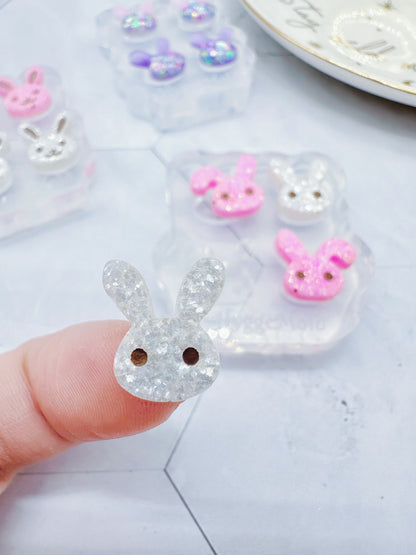 Mini Bunny Face Mismatch Stud Earring Mold Easter Clear Silicone Mold for resin jewellery