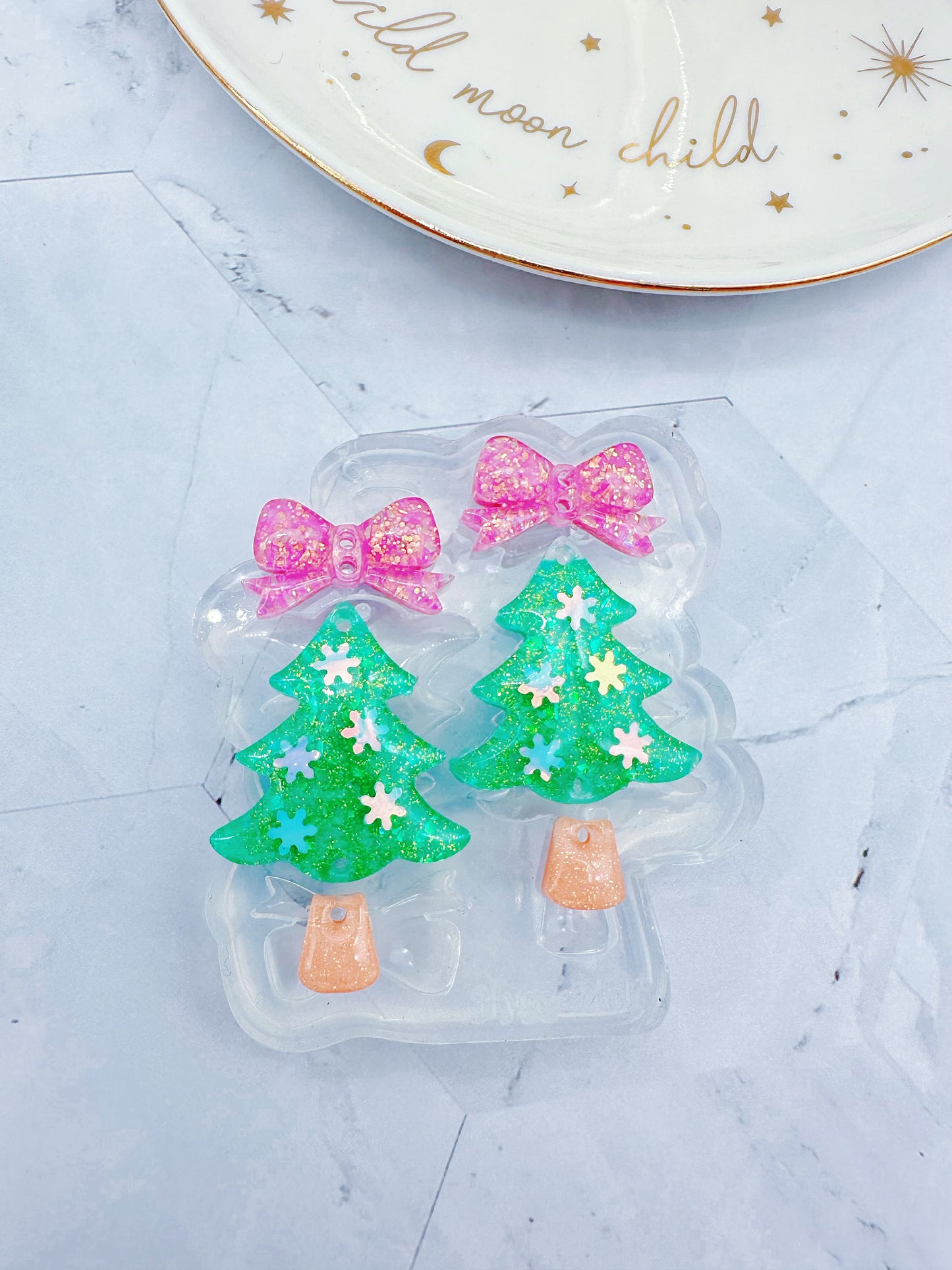 Predomed Ribbon Bow Christmas Tree Dangle Earring Mold