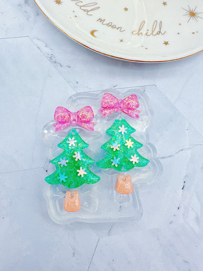 Predomed Ribbon Bow Christmas Tree Dangle Earring Mold