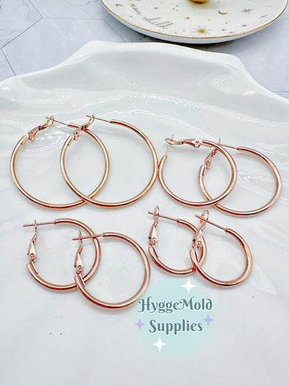 8 Pcs Stella Rose Gold 316L Surgical Steel Hoop Earring Findings