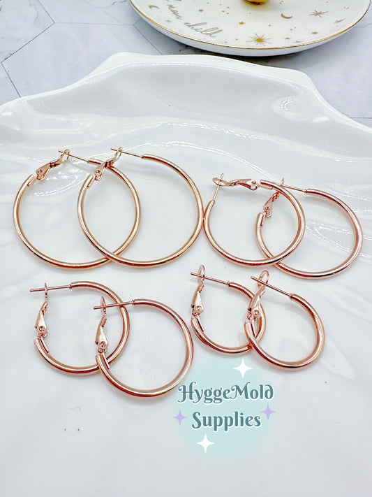 8 Pcs Rose Gold 316L Surgical Steel Hoop Earring Findings