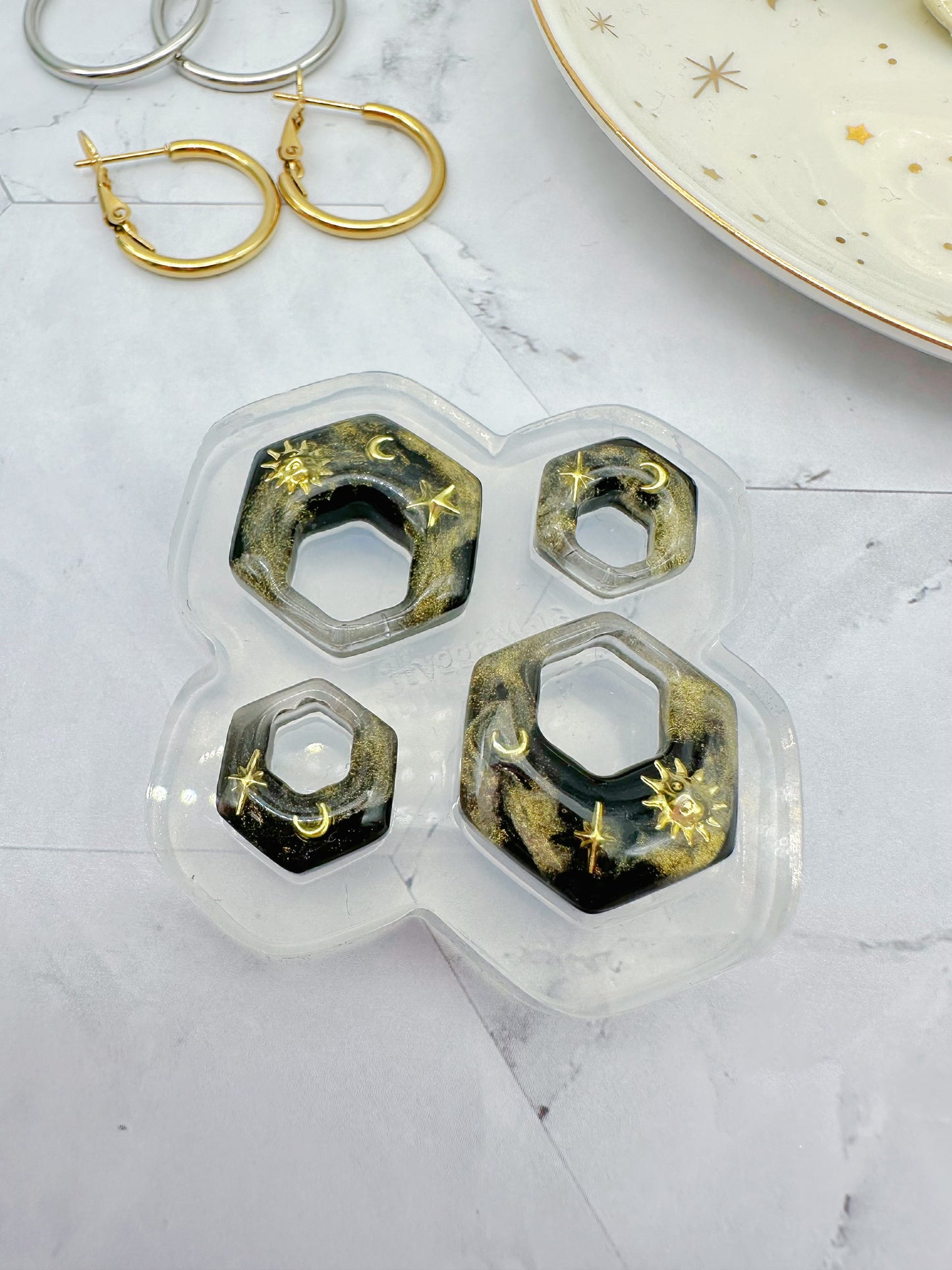 Predomed Hexagon Door Knocker Hoop Earring Mold