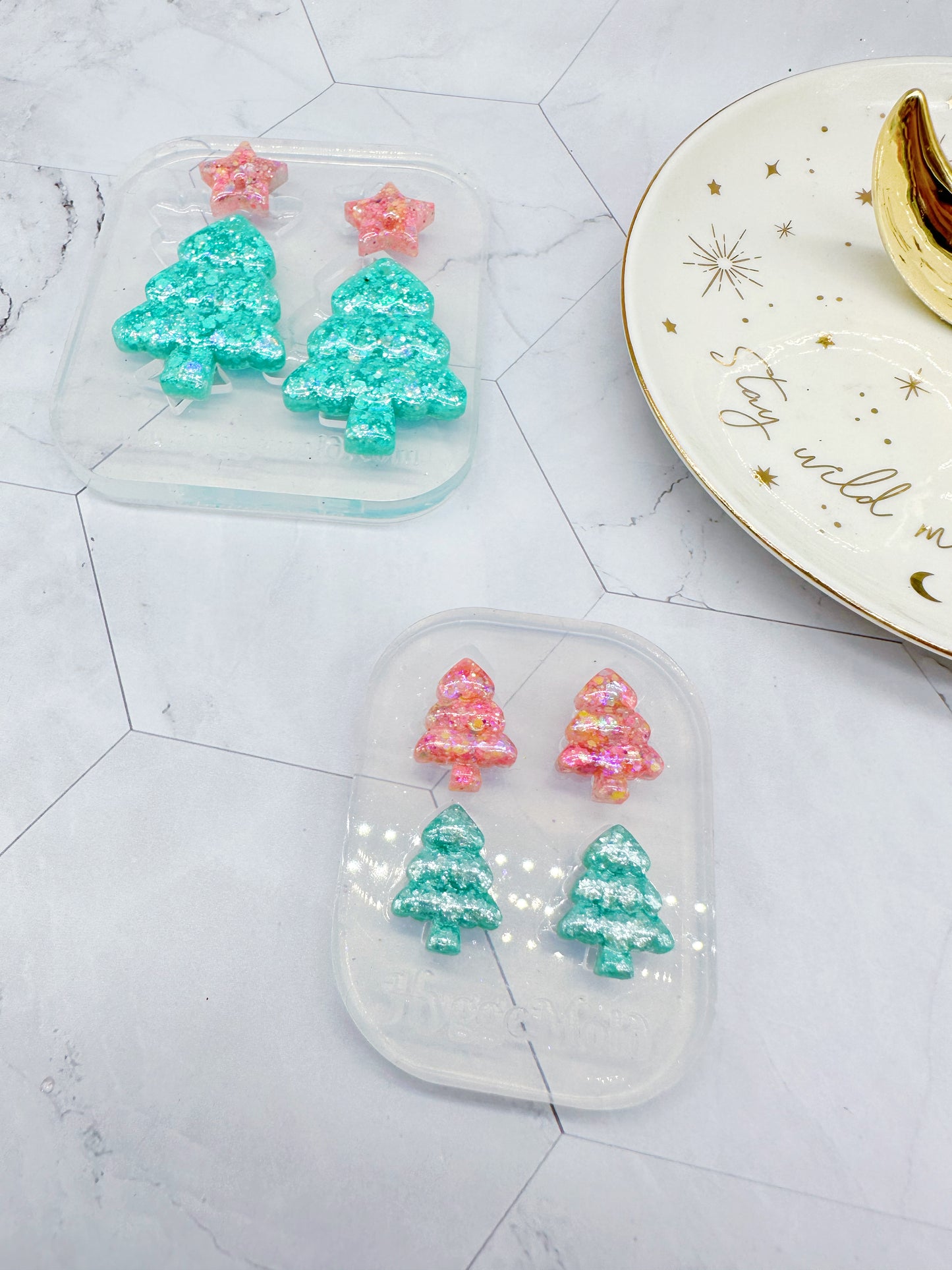 Mini Cute Plump Christmas Tree Stud Earring Mold