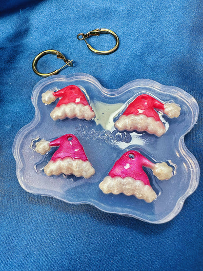 Small Predomed Christmas Santa Hat Dangle Earring Mold
