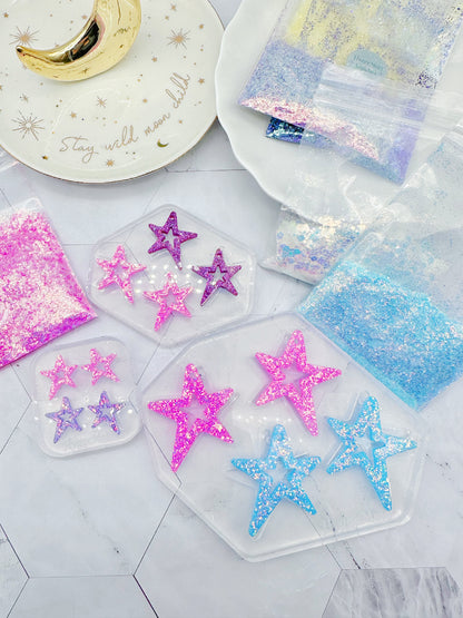 Large/Small Wonky Star Open Star Silicone Mold for Resin Earrings Celestial