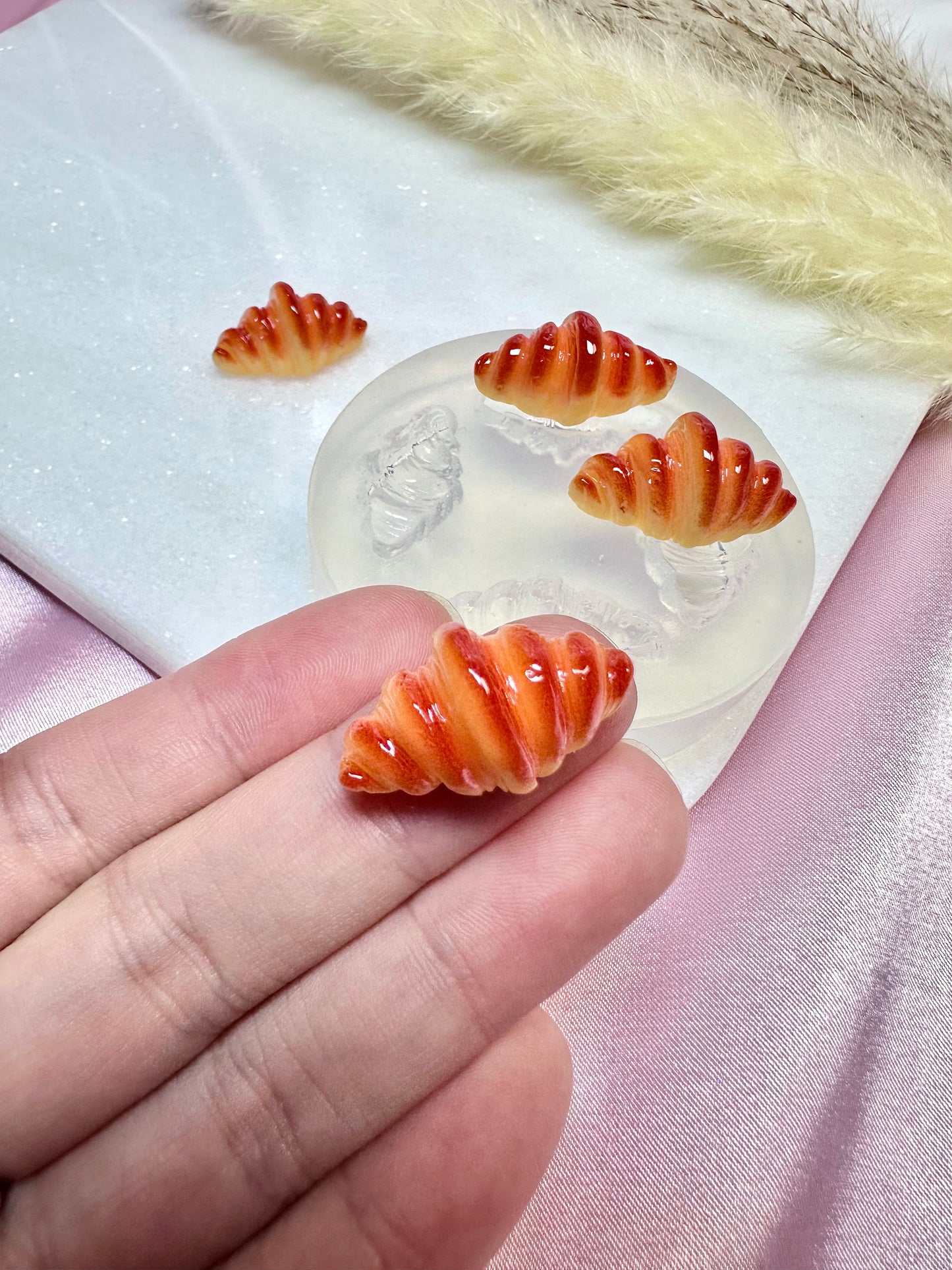 Clear Silicone Mold for Polymer Clay Resin Croissant Bread Earring Mold
