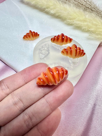 Clear Silicone Mold for Polymer Clay Resin Croissant Bread Earring Mold