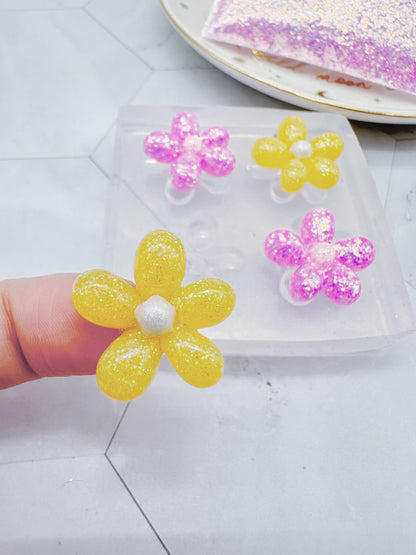 Small 3D Flower Clear Silicone Mold for Resin Jewellery Stud earring Mold