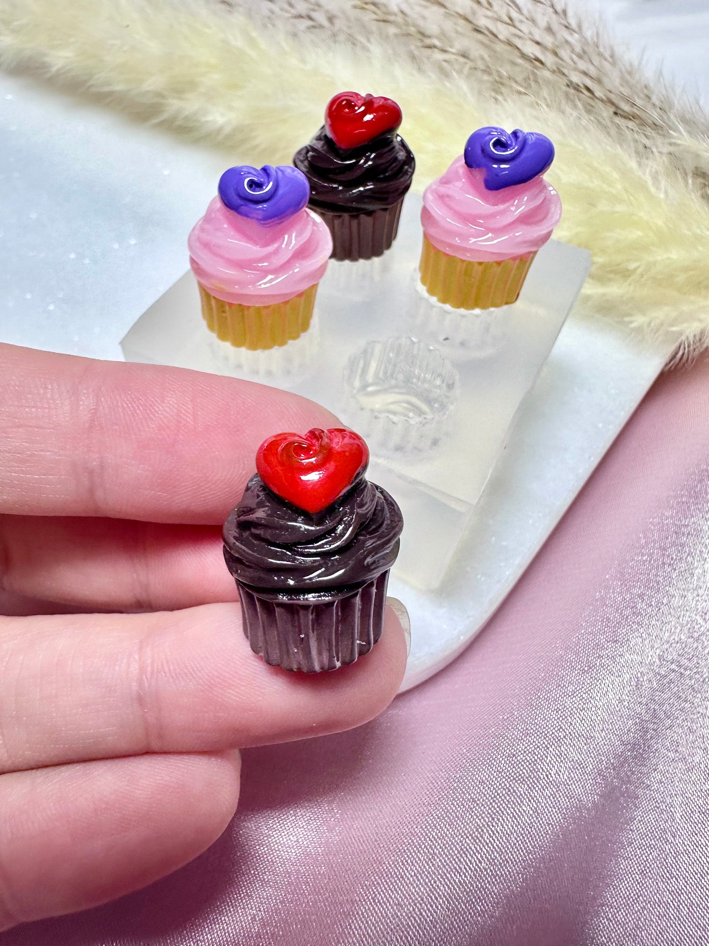 Clear Silicone Mold for Polymer Clay Resin Heart Cupcake Muffin Earring Mold